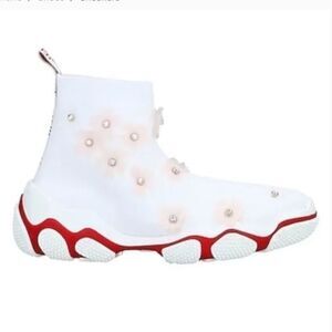 NWT Valentino RED SNEAKERS KNIT WHITE/RED FLORAL SIZE US 9​​​​​ new with…